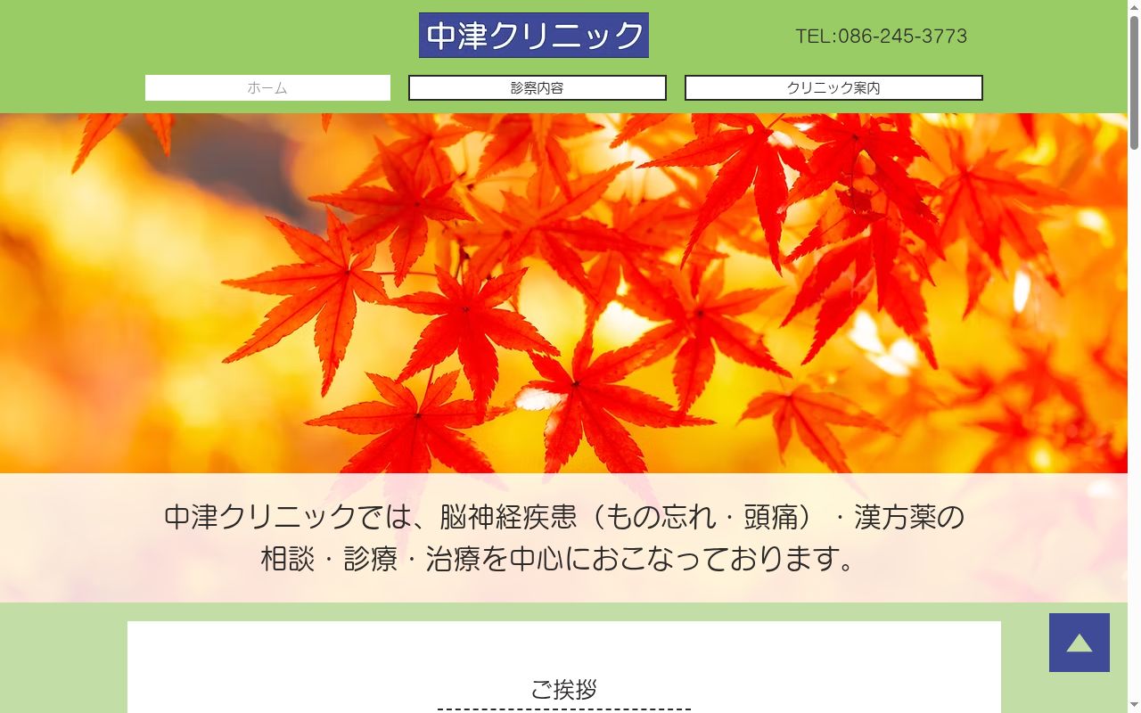 中津クリニックの公式サイトのスクリーンショット