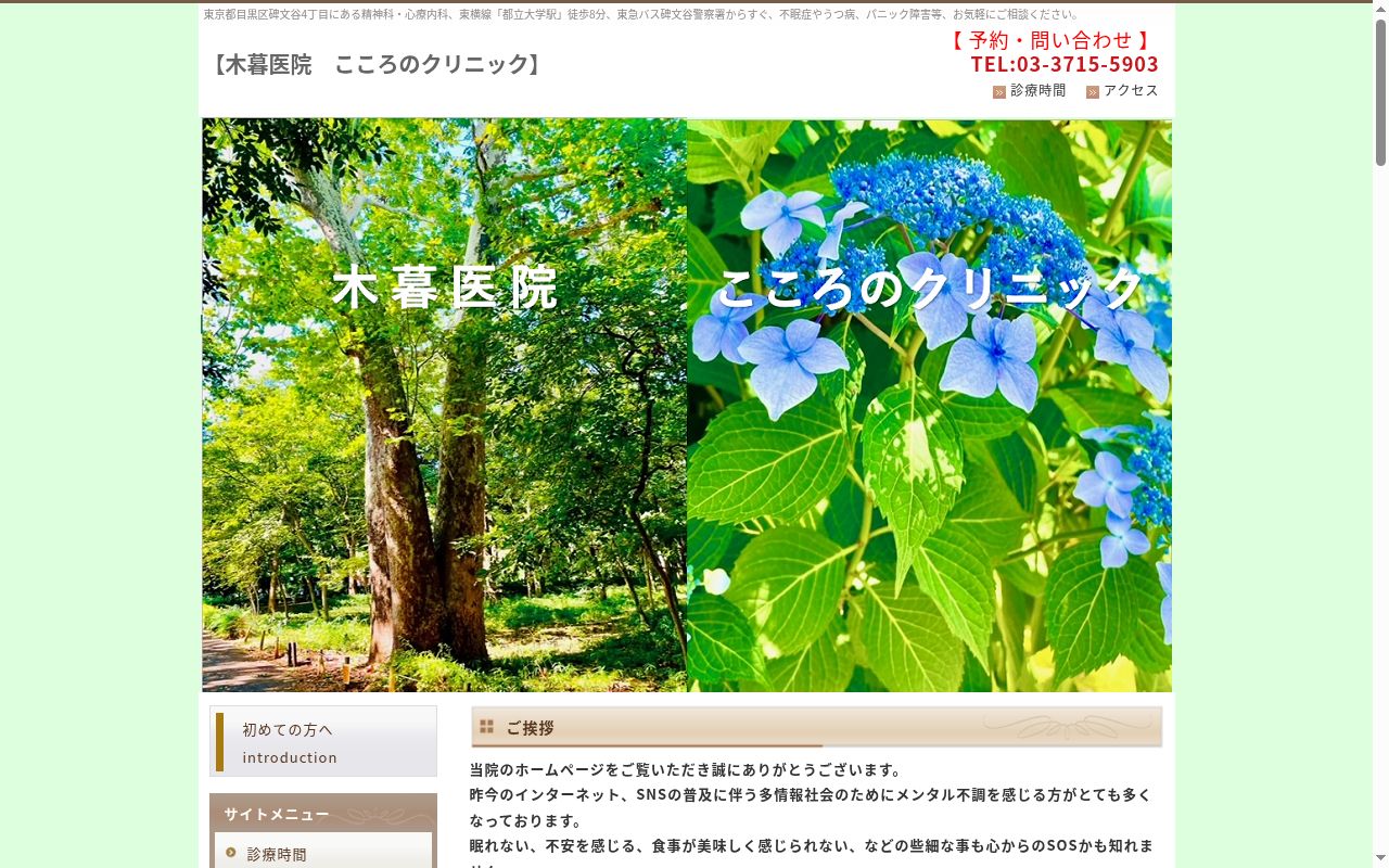 木暮医院の公式サイトのスクリーンショット