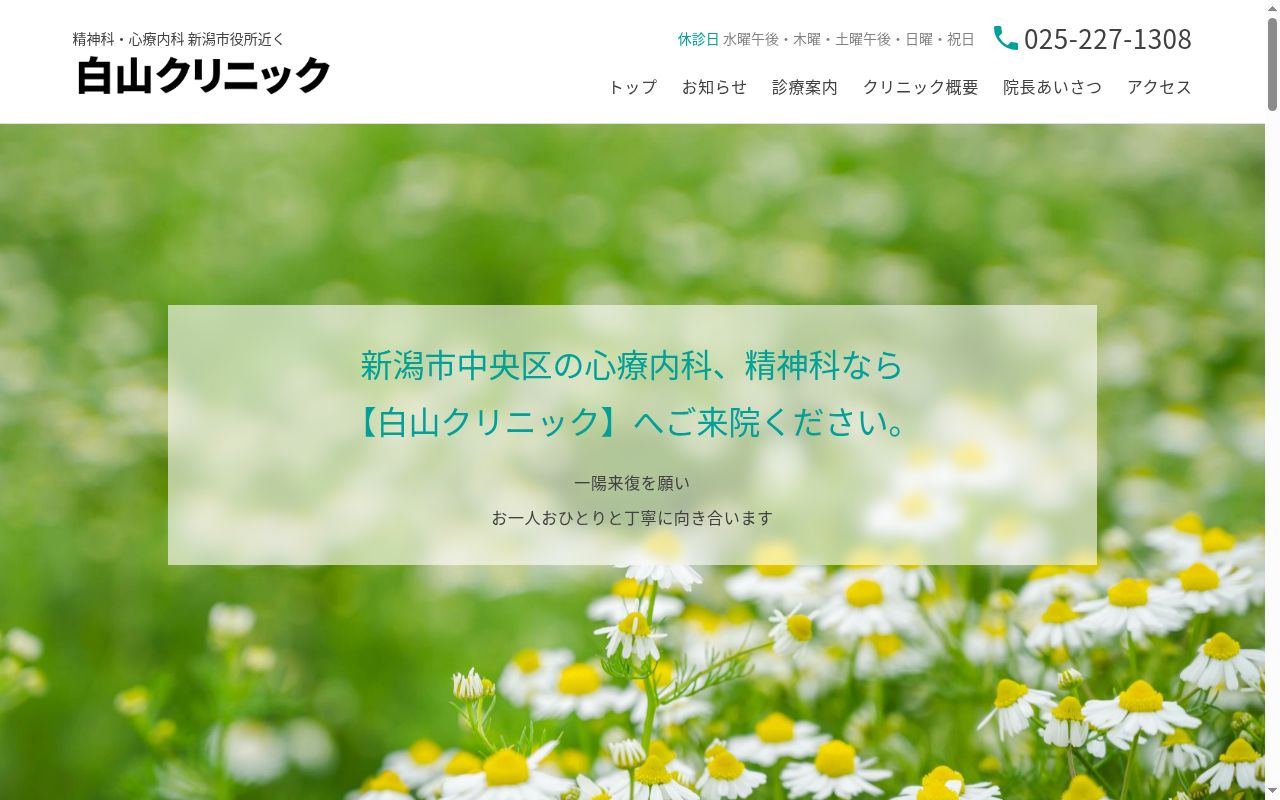 白山クリニックの公式サイトのスクリーンショット