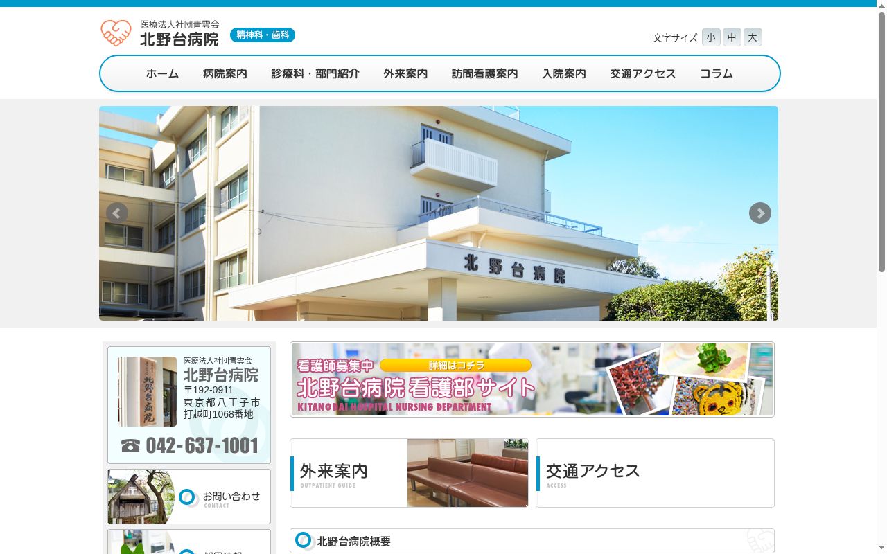 医療法人社団青雲会　北野台病院の公式サイトのスクリーンショット