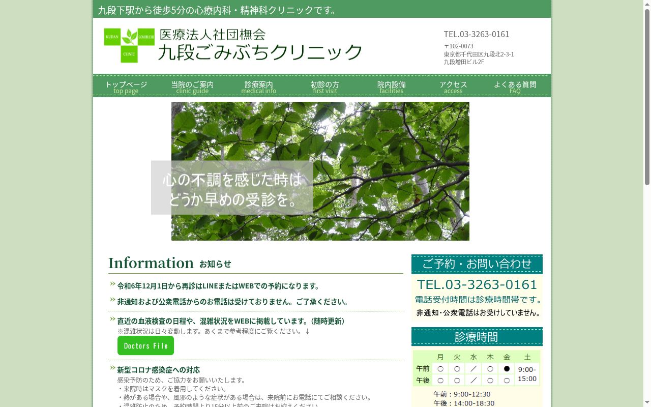 医療法人社団ブナ会　九段ごみぶちクリニックの公式サイトのスクリーンショット